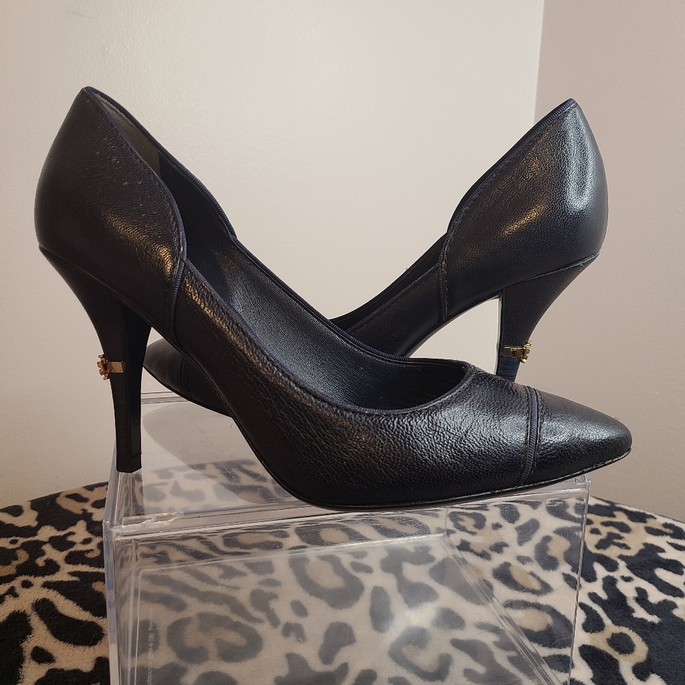 Tory Burch "Bernice" Navy Leather Pumps Size 9.5 - EUC